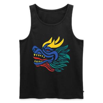 Das Lächeln des blauen chinesischen Drachen - Männer Premium Bio Tank Top - Schwarz - Vorne - Michal (187cm)