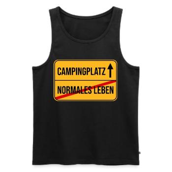 Campingplatz Warnhinweis Design - Männer Premium Bio Tank Top - Schwarz - Vorne - Michal (187cm)