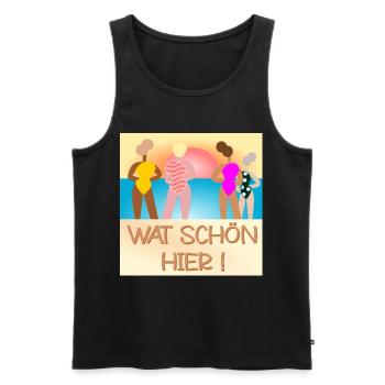 FRAUEN STRAND SONNENUNTERGANG - Männer Premium Bio Tank Top - Schwarz - Vorne - Michal (187cm)