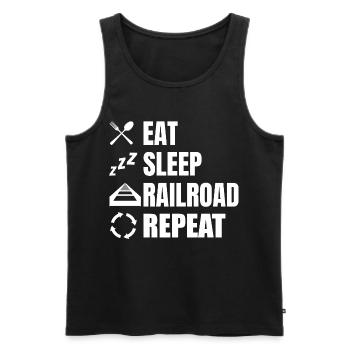 Manger dormir Chemin de fer Répéter - Débardeur bio Premium Homme - noir - Devant - Michal (187cm)