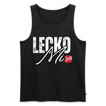 Lederoptik mit Lippenakzent - Männer Premium Bio Tank Top - Schwarz - Vorne - Michal (187cm)