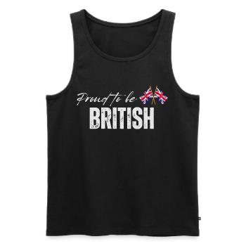 Proud British, I love the UK - Men's Premium Organic Tank Top - black - Front - AI Model Male 178 light (178cm)