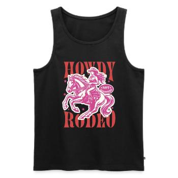 HOWDY RODEO – Cow Girl im Vintage Western Style - Männer Premium Bio Tank Top - Schwarz - Vorne - AI Model Male 178 light (178cm)