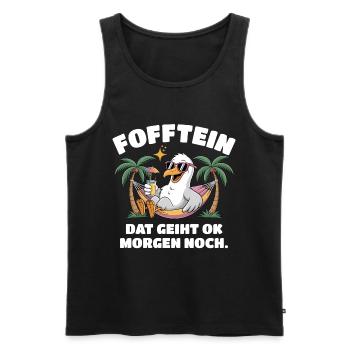 Fofftein Möwe – Norddeutscher Chill Spruch - Männer Premium Bio Tank Top - Schwarz - Vorne - Michal (187cm)