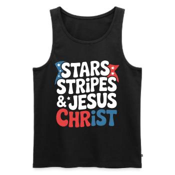 American Believer Christian July 4th Jesus - Men's Premium Organic Tank Top - black - Front - Michal (187cm)
