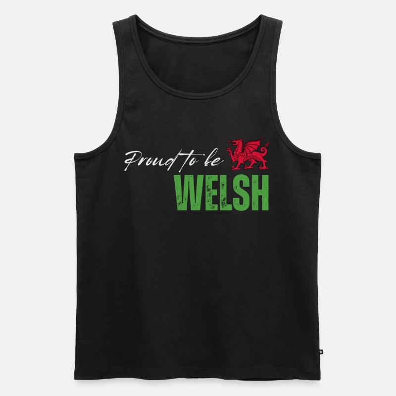 Stolzer Waliser, ich liebe Wales - Männer Premium Bio Tank Top - Schwarz