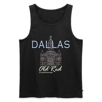 Dallas, Dessin à la main Landmark, Texas, Amérique - Débardeur bio Premium Homme - noir - Devant - AI Model Male 178 light (178cm)