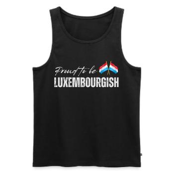 Luxembourgeoise fière, j’adore le Luxembourg - Débardeur bio Premium Homme - noir - Devant - Michal (187cm)