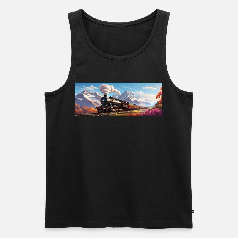 Nostalgischer Eisenbahnzug mit Dampflokomotive - Männer Premium Bio Tank Top - Schwarz