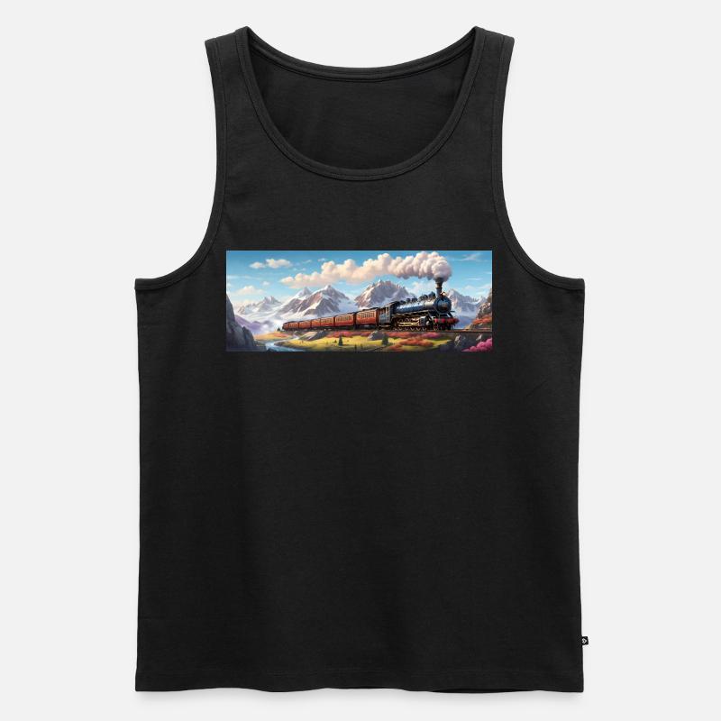 Nostalgischer Eisenbahnzug mit Dampflokomotive - Männer Premium Bio Tank Top - Schwarz