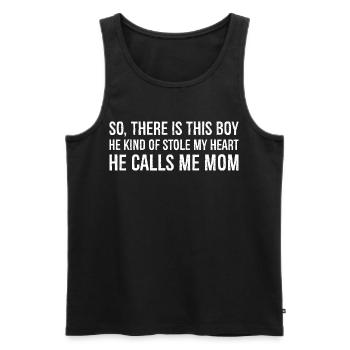 so there is this boy he kind of stole my heart - Men's Premium Organic Tank Top - black - Front - AI Model Male 178 light (178cm)