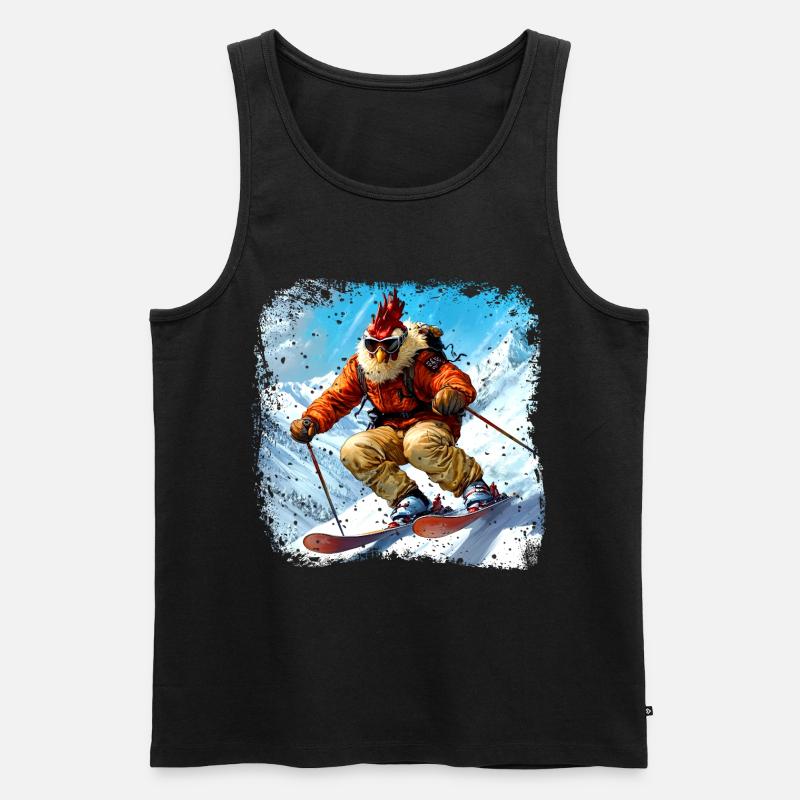 Ski Hühner - Männer Premium Bio Tank Top - Schwarz