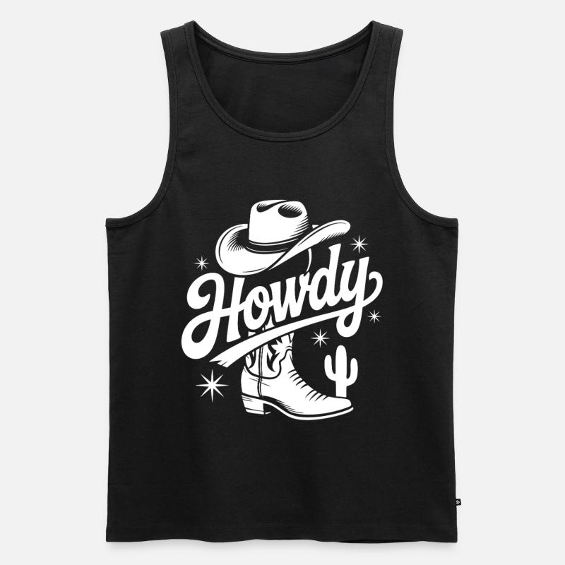 Western Cowboy Hut Design - Männer Premium Bio Tank Top - Schwarz