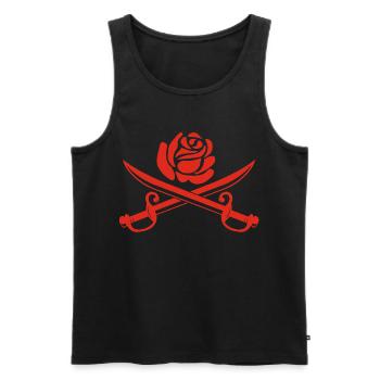 Red Rose and Crossed Swords - Men's Premium Organic Tank Top - black - Front - AI Model Male 178 light (178cm)