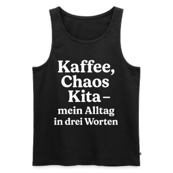 Kaffee Chaos Kita (weiß) - Männer Premium Bio Tank Top - Schwarz - Vorne - Michal (187cm)