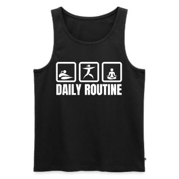 Yogaliebhaber Tagesablauf - Männer Premium Bio Tank Top - Schwarz - Vorne - AI Model Male 178 light (178cm)