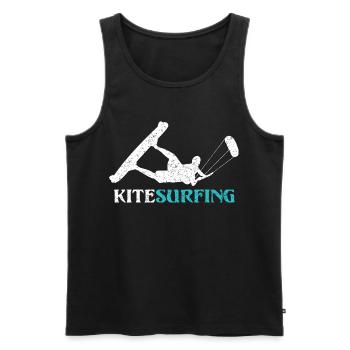 Ride the Wind – Kitesurf Style - Men's Premium Organic Tank Top - black - Front - AI Model Male 178 light (178cm)