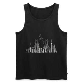 New Yorker Wolkenkratzer mit Freiheitsstatue - Männer Premium Bio Tank Top - Schwarz - Vorne - Michal (187cm)