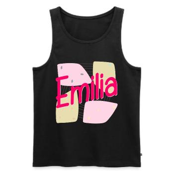 NOM CADEAU FILLE FILLE EMILIA - Débardeur bio Premium Homme - noir - Devant - Michal (187cm)