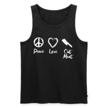 Peace Love Viande coupée - Débardeur bio Premium Homme - noir - Devant - AI Model Male 178 light (178cm)
