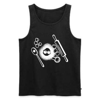 Dessin des ingrédients de cuisson - Débardeur bio Premium Homme - noir - Devant - Michal (187cm)