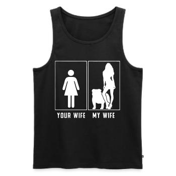 My Wife vs Your Wife – Bulldog Style - Men's Premium Organic Tank Top - black - Front - Michal (187cm)