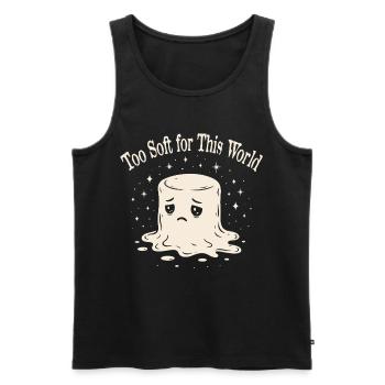 Melancholischer Marshmallow - Sensibel & Soft - Männer Premium Bio Tank Top - Schwarz - Vorne - AI Model Male 178 light (178cm)