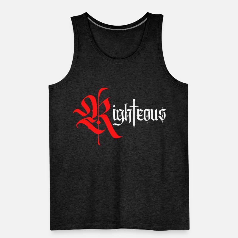 Gothique Righteous Design avec épée avec texte blanc Débardeur bio Premium Homme