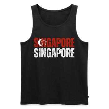 Drapeau de Singapour, j’aime Singapour - Débardeur bio Premium Homme - noir - Devant - AI Model Male 178 light (178cm)