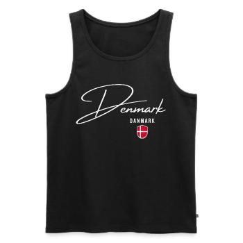 I love Denmark, minimalist sleek design - Men's Premium Organic Tank Top - black - Front - Michal (187cm)