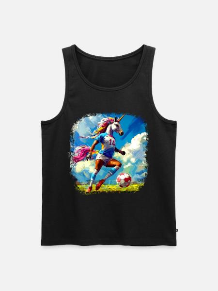Einhörner Fussball - Männer Premium Bio Tank Top - Schwarz