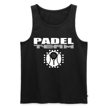 Padel Racket Design with Modern Style - Men's Premium Organic Tank Top - black - Front - AI Model Male 178 light (178cm)