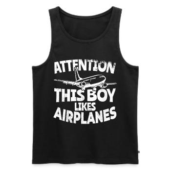 Flugzeugliebhaber Junge - Männer Premium Bio Tank Top - Schwarz - Vorne - AI Model Male 178 light (178cm)