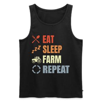 Manger dormir à la ferme Répéter - Débardeur bio Premium Homme - noir - Devant - AI Model Male 178 light (178cm)