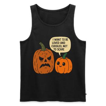Duo de citrouilles d’Halloween câlins - Débardeur bio Premium Homme - noir - Devant - AI Model Male 178 light (178cm)