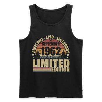 1962 September 1962 Jubiläum September 1962 - Männer Premium Bio Tank Top - Schwarz - Vorne - AI Model Male 178 light (178cm)