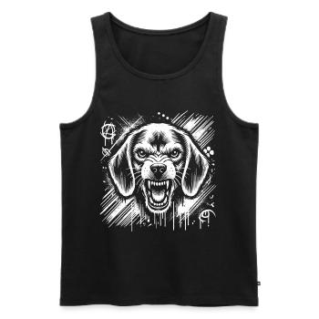 Aggressiver Beagle als im coolen Graffiti Stil - Männer Premium Bio Tank Top - Schwarz - Vorne - AI Model Male 178 light (178cm)