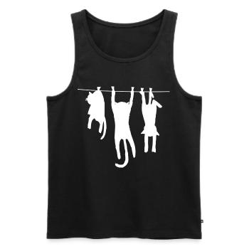 Witziges Katzen T-Shirt - Männer Premium Bio Tank Top - Schwarz - Vorne - Michal (187cm)
