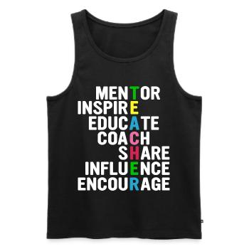 Teacher Acrostichon: Mentor, Inspire,... - Men's Premium Organic Tank Top - black - Front - AI Model Male 178 light (178cm)