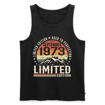 September 1973, September 1973 Birthday Gift - Men's Premium Organic Tank Top - black - Front - Michal (187cm)