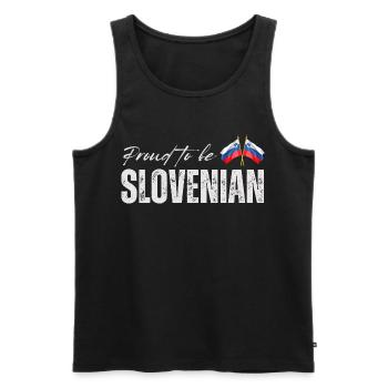 Slowenischer Stolz, hergestellt in Slowenien - Männer Premium Bio Tank Top - Schwarz - Vorne - Michal (187cm)