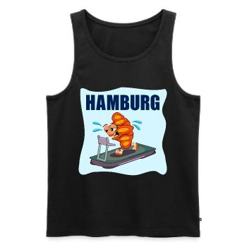 FRANZBRÖTCHEN HAMBURG - LAUFEN LAUFBAND - Männer Premium Bio Tank Top - Schwarz - Vorne - Michal (187cm)