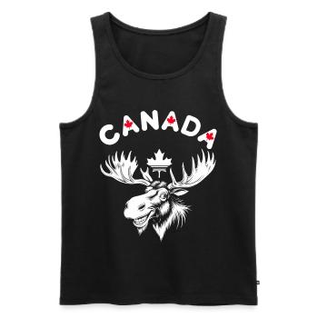 Drawing of a Canadian moose with maple leaves - Men's Premium Organic Tank Top - black - Front - AI Model Male 178 light (178cm)