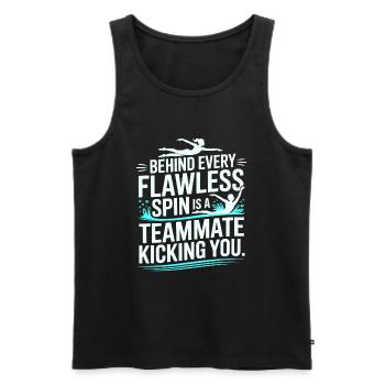 Hinter jedem makellosen Spin-Swim-Teamkollegen - Männer Premium Bio Tank Top - Schwarz - Vorne - AI Model Male 178 light (178cm)