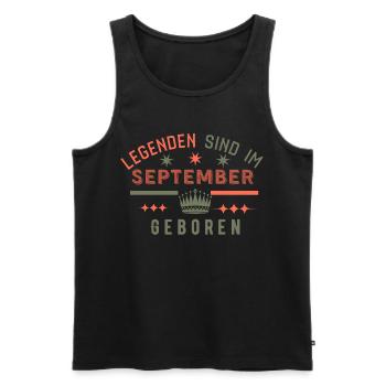 Les légendes naissent en septembre - Anniversaire - Débardeur bio Premium Homme - noir - Devant - Michal (187cm)