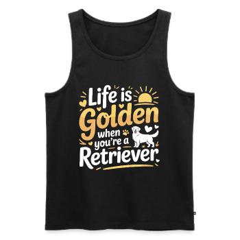 Life Is Golden Retriever Citation Design - Débardeur bio Premium Homme - noir - Devant - Michal (187cm)