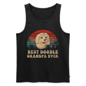 Drôle Golden Doodle Grand-Shirt Design - Débardeur bio Premium Homme - noir - Devant - Michal (187cm)