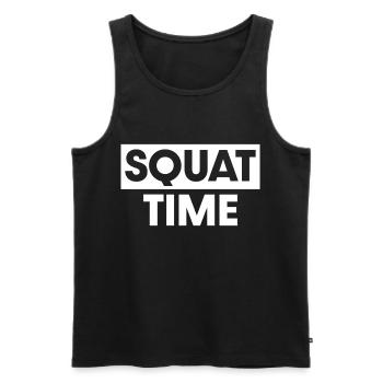 Kniebeugenzeit - Männer Premium Bio Tank Top - Schwarz - Vorne - AI Model Male 178 light (178cm)