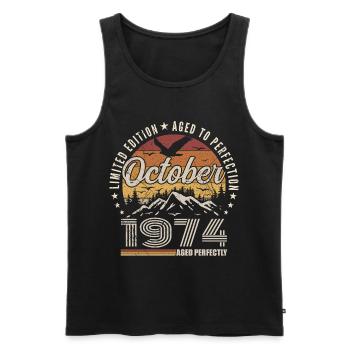 October 1974 Birthday Gift - October 1974 - Men's Premium Organic Tank Top - black - Front - AI Model Male 178 light (178cm)