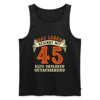 La vie commence à 45 ans pour votre 45e anniversaire - Débardeur bio Premium Homme - noir - Devant - Michal (187cm)